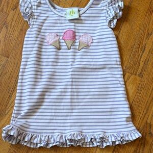 ZK Lavender Striped Ice Cream Ruffle Tank Dress for Kids